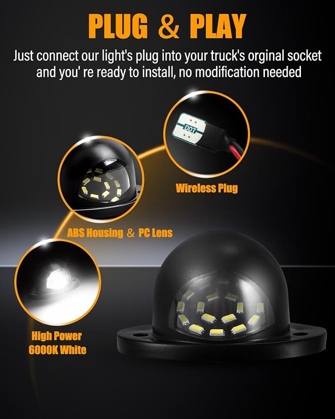 LESAUCE LED License Plate Light For Dodge Ram 1500 2500 3500 1994-2001, 6000K White, Tag Lamp Assembly Replacement, Pack of 2