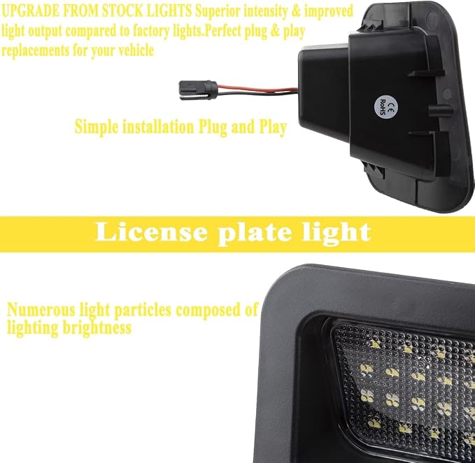 License Plate Lights Fits for 2003-2018 RAM 1500 2500 3500 Pickup, Set of 2 Truck Number Lamps Assembly Led Tag Light Kit, 6000K White