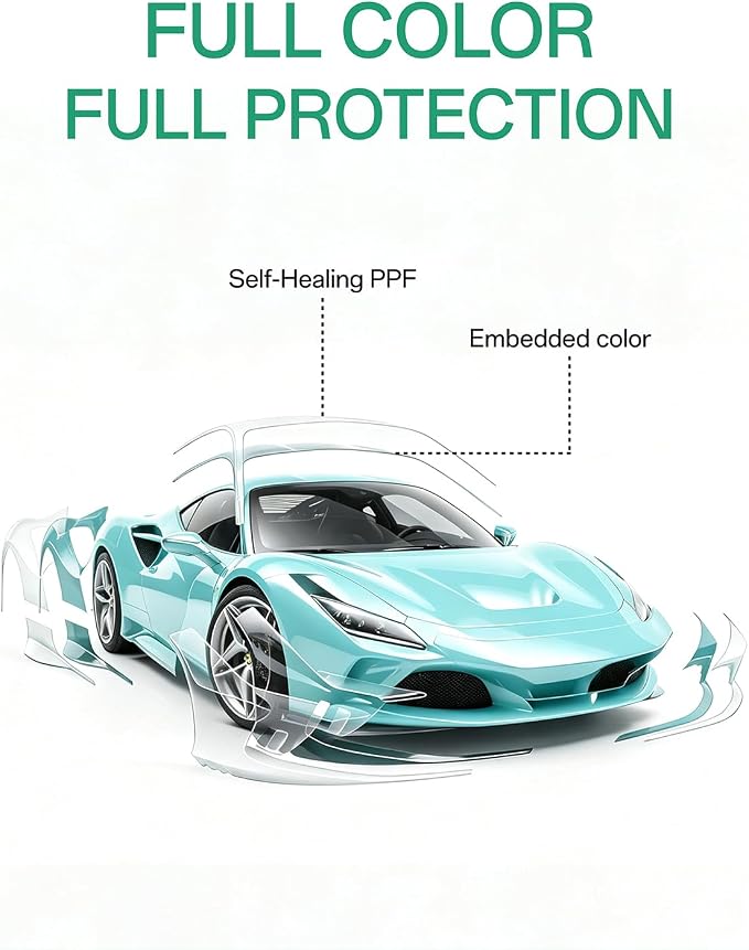 PPF, Dry Apply TPU PPF Vinyl Car Wrap Roll 1ft x 5ft, Paint Protection Vinyl Film (Tiffany Charm Blue)