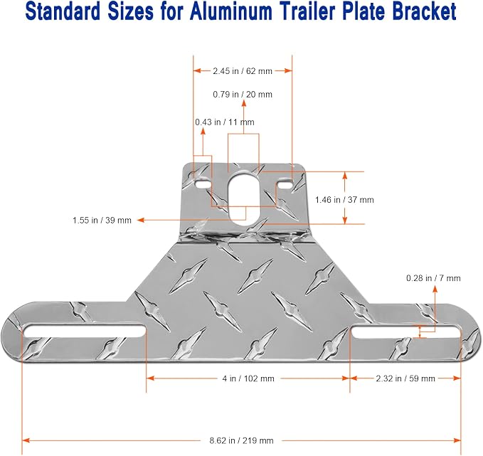 Aootf Trailer License Plate Bracket, Aluminum Holder & Silicone Frame | for Truck/RVs/Boats, Universal License Plate Light Mounting Kit, With Screw Cap