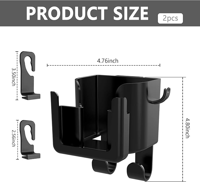 OFBAND 2PCS Multifunctional Car Cup Holder + Car Phone Holder + Car Purse Hook,Hanging Back Seat Car Organizer with Headrest Hooks,Universal Car Organizer Car Accessories Interior