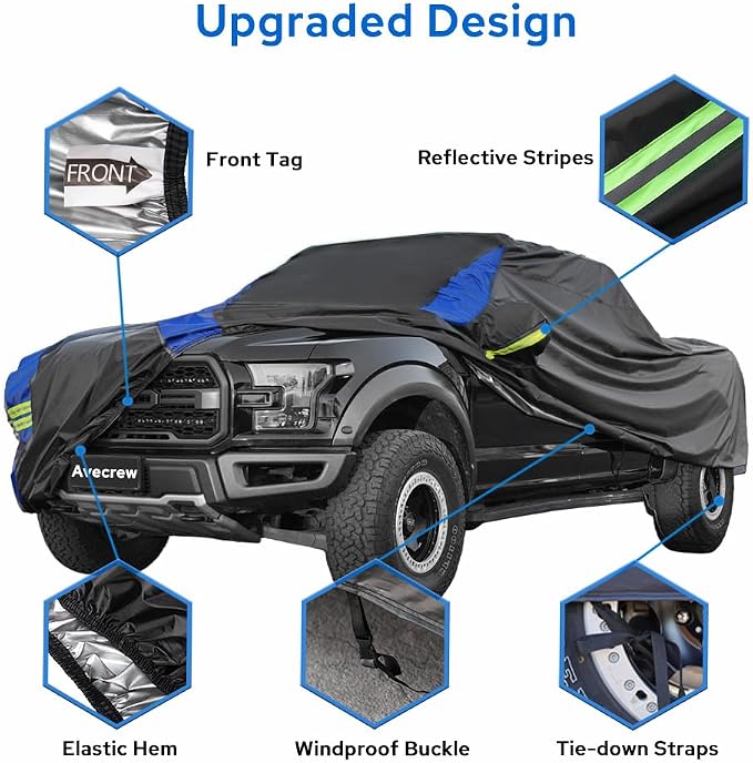 Avecrew All Weather Truck Cover - Waterproof, Rain, Snow, UV & Dust Protection (Up to 210")