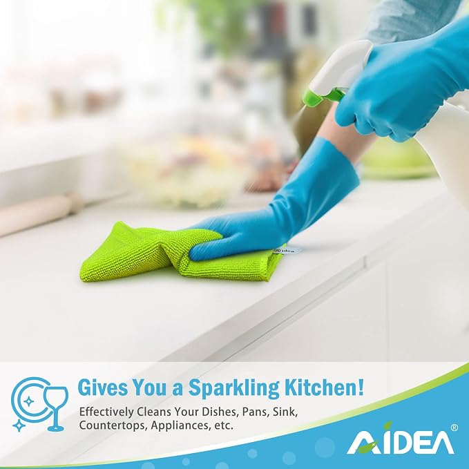 AIDEA Microfiber Cleaning Cloth-24PK, Microfiber Towels for Cars 12"x12" | Absorbent Cleaning Rags, Reusable Microfiber Towels Lint-Free, Dish Rags Streak-Free for Home /Kitchen /Window (Multicolor)
