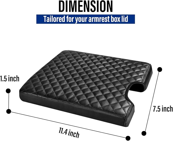 Center Console Cover for Ford F150 2015-2022, F250 F350 F450 F550 2017-2022, PU Leather Car Interior Accessories, Armrest Cover Middle Console Box Lid Protector Pad (40/20/40 Jump Seat Only), Black