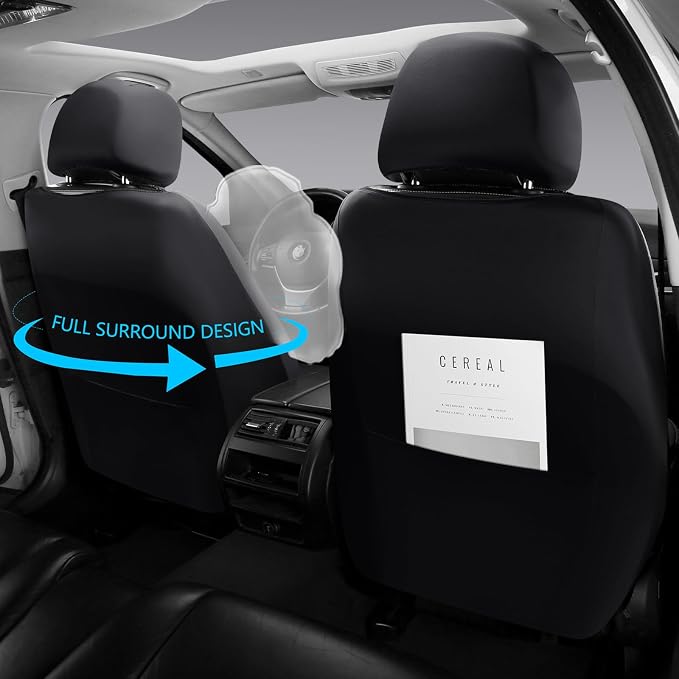 Full Coverage Leather Car Seat Covers Full Set,Waterproof Seat Covers for Cars,SUVs Pick-up Truck, Car Seat Cushion,Car Seat Protector,Black Seat Cover with 5 Seats