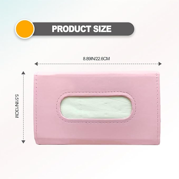 Premium PU Leather Car Tissue Holder Visor for Universal Auto,Tissue Case Holder Seat Back with Tissue Refill, Car Tissue Holder (Pink)
