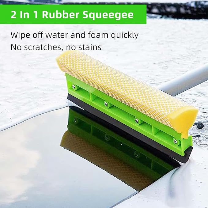 62" Car Wash Brush with Long Handle, Chenille Microfiber Car Wash Mop Mitt, Wheel Brush, Windshield Window Squeegee, Microfiber Towel, Gloves, Car Cleaning Brush Kit Supplies for Car,Truck,SUV,RV,Boat