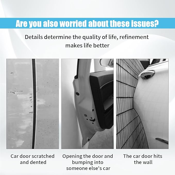 4PCS Car Door Edge Guards, Auto Side Door Protector Car Door Self Adhesive Anti-Collision Trim Strip, Universal Car Body Anti-Scratch Bumper Guard for Car SUV Truck (Silver)