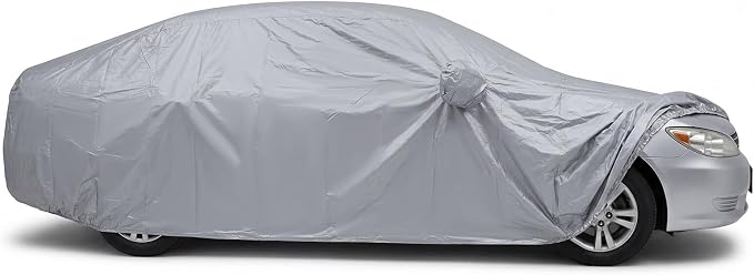 Operitacx Universal Car Cover for Sedan and SUV - All Weather Waterproof, Windproof & UV Protection - Premium Silver Coated Breathable Outdoor Full Exterior Cover