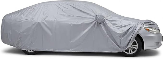 Operitacx Universal Car Cover for Sedan and SUV - All Weather Waterproof, Windproof & UV Protection - Premium Silver Coated Breathable Outdoor Full Exterior Cover