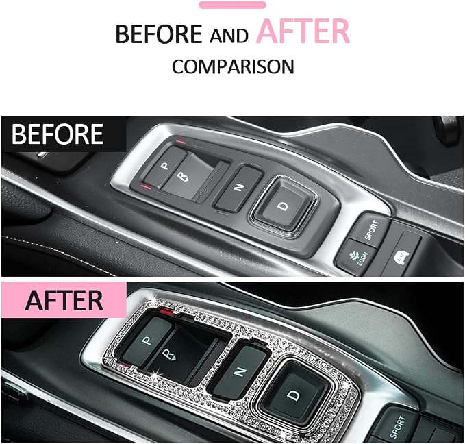 Bling Accord Accessories Gear Shift Panel Sticker Trim Shiny Crystal Decorative Decals Compatible with Honda Accord Accessories Hybrid 10th 2022 2021 2020 2019 2018