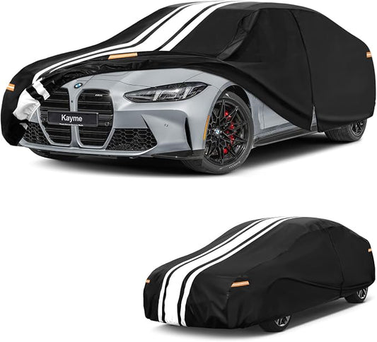 Kayme Heavy Duty Car Cover Custom Fit for BMW M4 4 Series 420 428 430 435 440 Sedan/Coupe (2013-2026), Outdoor Full Exterior Cover with Tape and Towel, Rain Snow Sun UV Protection.