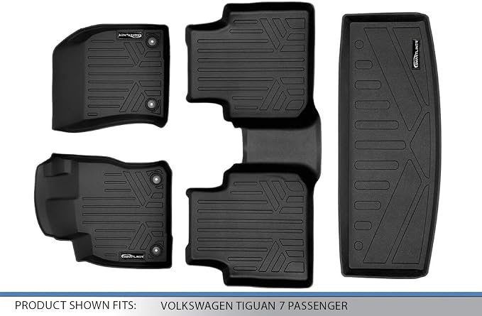 SMARTLINER Custom Fit Floor Mats 2 Rows and Cargo Liner Behind 3rd Row Compatible with 2018-2024 Volkswagen Tiguan