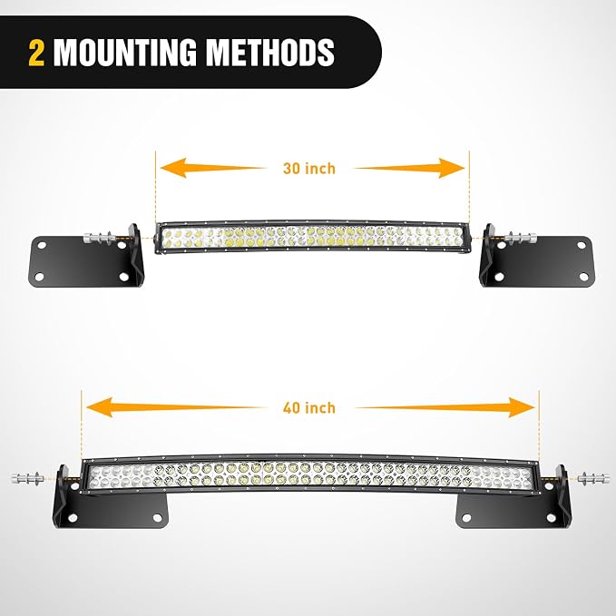 Nilight Front Lower Hidden Bumper Mounting Brackets for 40inch Single Double Row Curved LED Light Bar Compatible with 2010-2020 Dodge Ram 2500 3500