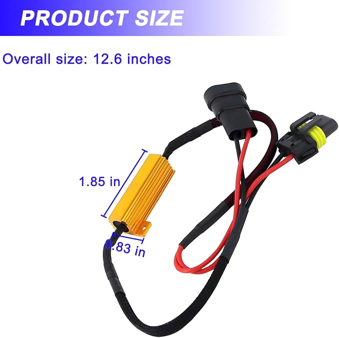 BESULEN 2PCS 9006/HB4 Car LED Resistor Kit, 50W 6Ohm Vehicle Headlight Anti Flicker Error Decoder, Auto Fog Turn Signal Bulb Load Resistor Relay Harness Adaptor, Universal Auto Accessories