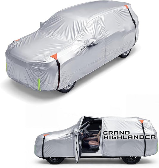 Wigoo Toyota Grand Highlander Car Cover Accessories 2024-2026, Custom Fit Waterproof All Weather Outdoor Indoor Full SUV Cover, Windproof Sun UV Rain Snow Dust Protection, Door Zipper