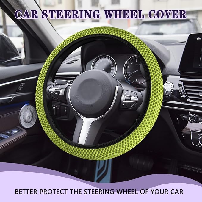Elastic Stretch Steering Wheel Cover, Steering Wheel Cover, 15" Breathable Auto Steering Wheel Protector, Universal Car Accessories Comfortable Non-Slip Vehicle Steering Wheel Covers for Women Men