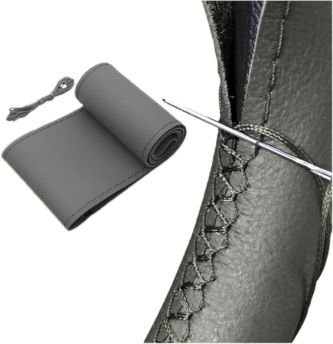 AUTOXBERT 38cm/15 Inch Hand Sewing Steering Wheel Cover Breathable Anti-Slip Leather Steering Wheel Cover for Nissan Qashqai Toyota Camry RAV4 VW Golf | Breathable, Anti-Slip Steering Wheel Cover for Nissan Qashqai Toyota Camry RAV4 VW Golf