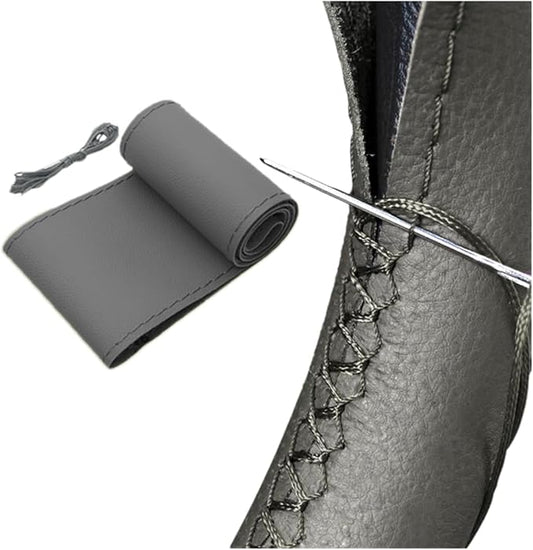 AUTOXBERT 38cm/15 Inch Hand Sewing Steering Wheel Cover Breathable Anti-Slip Leather Steering Wheel Cover for Nissan Qashqai Toyota Camry RAV4 VW Golf | Breathable, Anti-Slip Steering Wheel Cover for Nissan Qashqai Toyota Camry RAV4 VW Golf