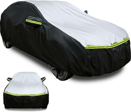 Car Cover Waterproof All Weather for Large SUV,100% Outdoor Rain UV Dust Protection. For Nissan Pathfinder, Ford Explorer/Flex，Cadillac XT6，Infiniti QX60/QX70，Kia Borrego/EV9 (SUV Length 196-208 inch)