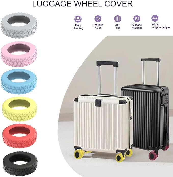 8PCS Luggage Wheel Protector, Premium Silicone Protectors for 2-2.4" Spinner Wheels Anti-Slip, Ultra-Quiet & Wear-Resistant Travel Accessories(Star Shape-Grey)