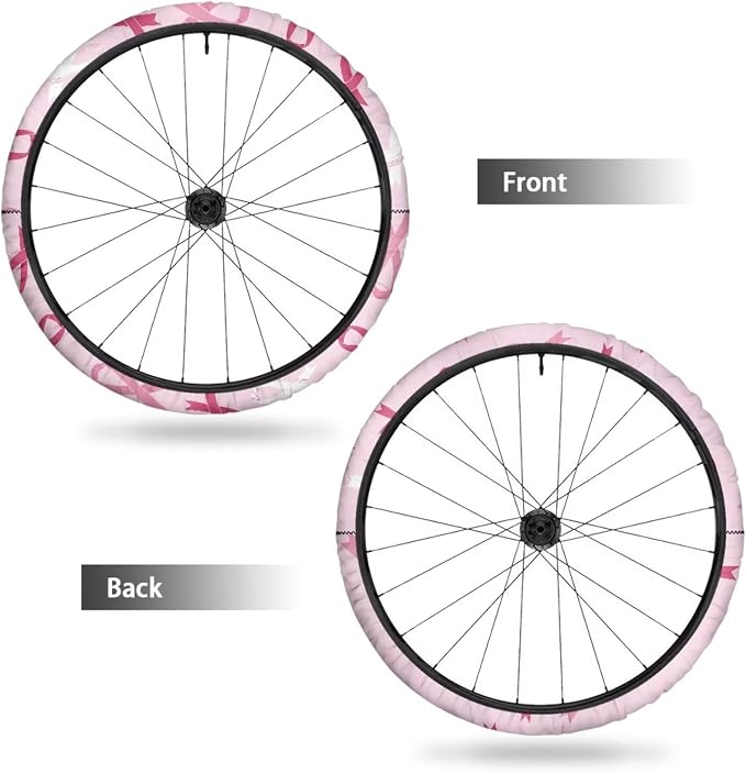 Pink Bow Wheelchair Wheel Covers 2 PCS Wheelchair Accessories Tyre Covers for Indoor and Outdoor Home Non-Slip