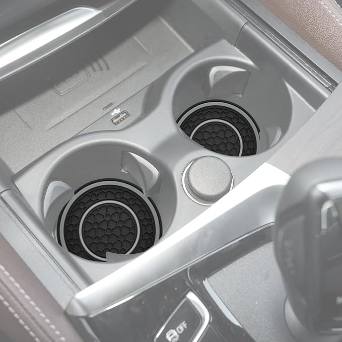 Car Cup Coaster Universal Automotive Waterproof Non-Slip Cup Holders Sift-Proof Spill Holder Car Interior Accessories 4 Pack Black & Gray