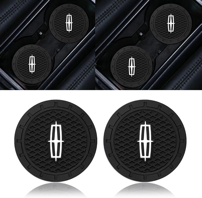 2PCS Car Cup Holder Coasters, Silicone Car Coasters Non-Slip Vehicle Car Coasters Cup Mats for Interior Accessories, Work with Lincoln MKC Nautilus Aviator Navigator MKZ Continental,2.75''