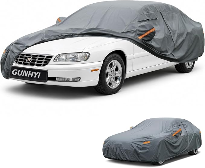 GUNHYI Premium Car Cover Custom Fit Cadillac Catera, 16 Layers Heavy Duty Car Cover Waterproof All Weather with Zipper Door for Sun Rain Snow Dust Uv Protection