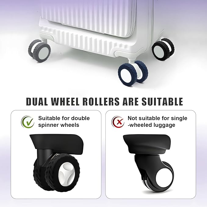 16Pcs Luggage Wheel Covers,Fits 2-2.4'' Suitcase Wheel,Black | Carry On Luggage Wheels Protector,Upgraded Luggage Travel Accessories,Helps reduce daily rolling noise and surface wear.