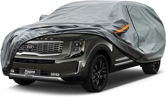 Kayme Heavy Duty SUV Car Cover Custom Fit Kia Telluride Waterproof All Weather for Automobiles, Full Exterior Covers Sun Rain UV Protection.（Deliver About 3-10 Days）