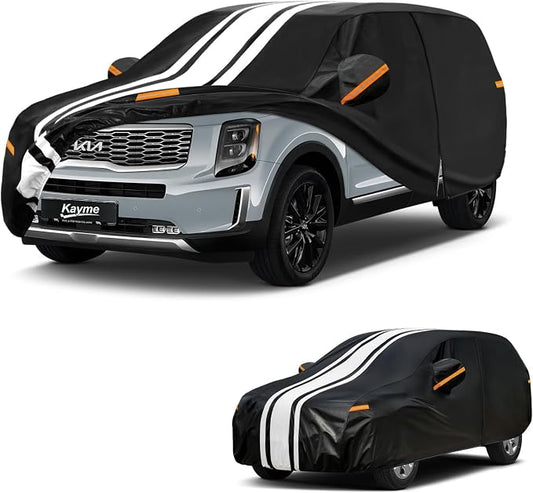 Kayme Heavy Duty Car Cover Custom Fit for Kia Telluride (2019-2026) Waterproof All Weather for Automobiles, Gift with Tape/Towel, Outdoor Full Exterior Cover Rain Snow Sun UV Protection.