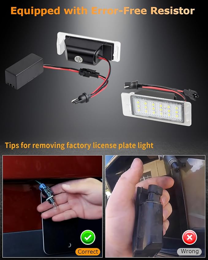 LED License Plate Light Lamp with Error Free Resistor Compatible with Chevy Corvette Camaro Equinox Impala Volt Cadillac Buick, 6000K White