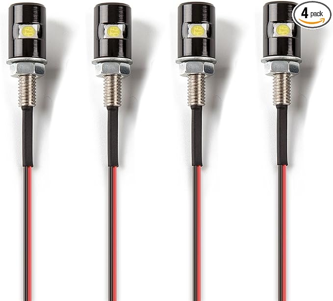 CZC AUTO 4PCS License Plate Light, License Tag Screw Bolt Lamp, 12V White LED Bulb, Waterproof/Rainproof, Black Aluminium Light Holder, Legal for Car Motorcycle Truck RV ATV Bike