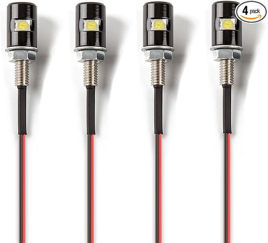 CZC AUTO 4PCS License Plate Light, License Tag Screw Bolt Lamp, 12V White LED Bulb, Waterproof/Rainproof, Black Aluminium Light Holder, Legal for Car Motorcycle Truck RV ATV Bike