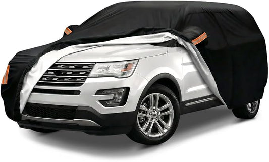Car Cover Custom Fit for Ford Explorer 2006-2026, Outdoor Waterproof All Weather Heavy Duty Full Exterior Cover for Sun Rain Snow UV Dust Protection with Door Zipper
