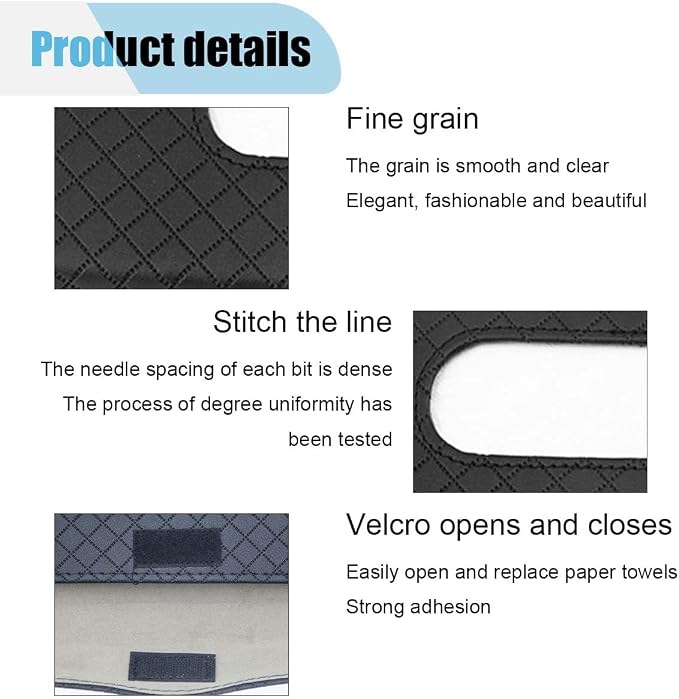 JOYCOURT Car Sun Visor Tissue Holder, Leather Tissue Holder for Car, Rectangle Napkin Holder for Car, Hanging Tissue Clip, Car Mask Holder, Sun Visor Accessory Universal for Most Vehicles (Black)