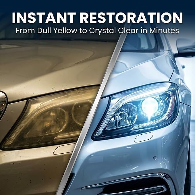 Headlight Restoration Kit, Car Headlight Cleaner and Restorer Kit, No Power Tools Required, Headlight Restoration Spray for Yellowing, Oxidation, Foggy Plastic Lenses