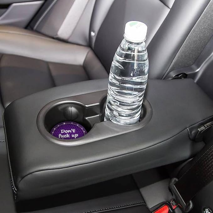 2 Pack Bling Car Coasters for Cup Holder, Crystal Rhinestone 2.75 in Cup Holder Coaster, Silicone Anti-Slip Insert Cup Mats for Women, Interior Accessories Universal for Most Cars (Purple)