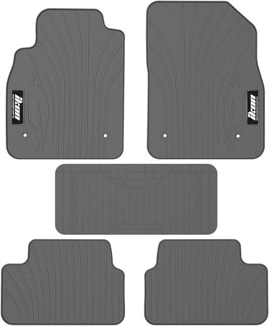 Fit 2008-2015 Chevrolet Cruze Custom Fit Floor Mat IKON Style Gray | IKON MOTORSPORTS, Fit 16 Cruze Limited, Latex Heavy Duty All Weather Season Car Auto Front Rear Carpets Liner 5PC