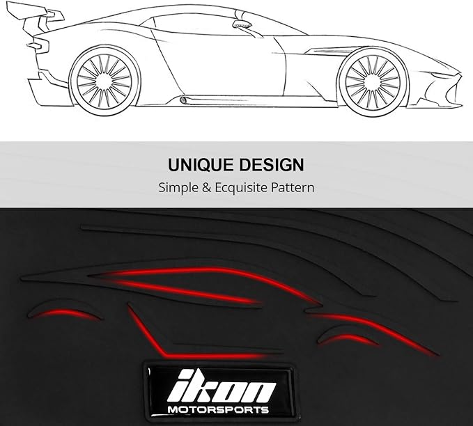 Fit 2008-2015 Chevrolet Cruze Floor Mat IKON Latex Rubber Latex Black | IKON MOTORSPORTS, Fit 16 Cruze Limited, All Weather Season Car Auto Front Rear Carpets Liner 5PC