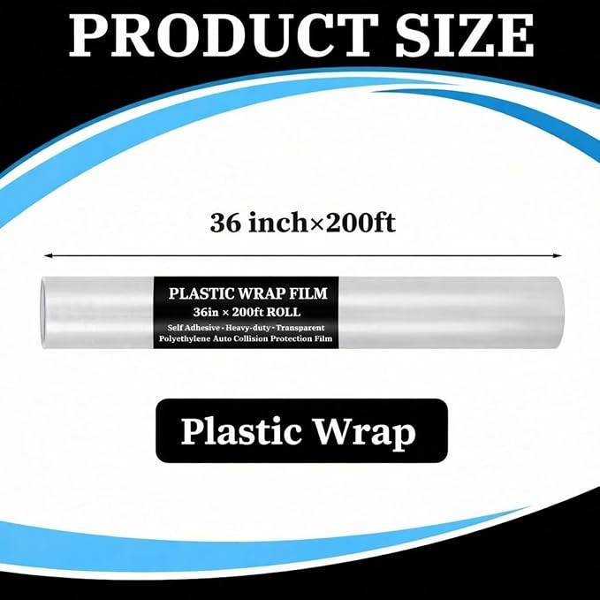 Maitys 2 Rolls Crash Plastic Wrap Film 36 Inch x 200 ft Clear Plastic Protector for Car Windows Damaged Vehicles Self-Adhesive Crash Clear Wrap for Auto Collision Dust Protection Broken Windows