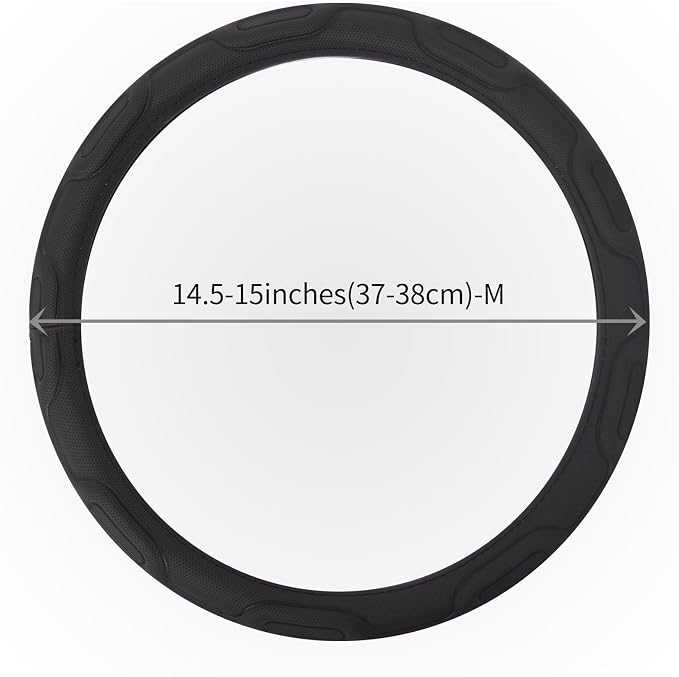 Steering Wheel Cover with Anti-Slip Leather Grip Compatible with Ford, Toyota, Honda, Nissan, and Chevrolet Vehicles for 14.5-15.35 inch Round Steering Wheels Universal Car Accessories
