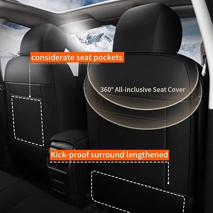 AOMSAZTO Custom Fit Car Seat Covers for Nissan Altima: 2013-2018 S SV SR | 2017-2018 SL Full Set Faux Leather Waterproof Car Seat Covers Black
