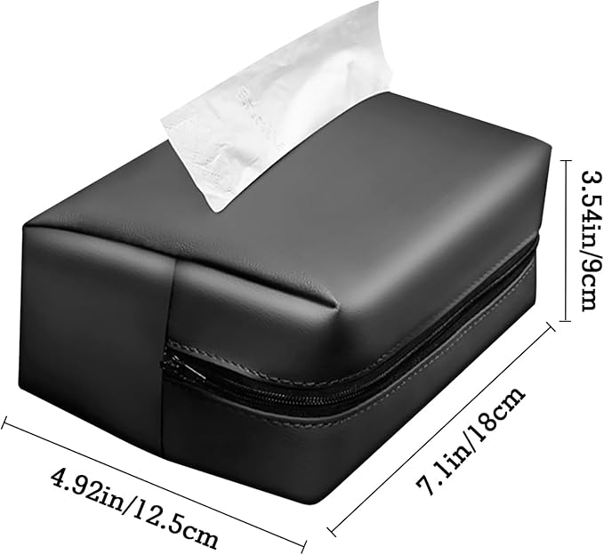 Car Tissue Holder, Car Standard Tissue Holder, Upgraded PU Leather Multi-Functional Car Tissue Box, Keep Car Tidy, for Sun Visor, Backseat, Armrest, Center Console (Black)