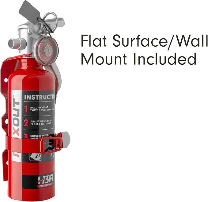 MaxOut Compact Fire Extinguisher for Vehicles – Cars, Trucks, UTVs, RVs & Boats | Off-Road Ready | Refillable Purple K Dry Chemical | Class BC | Mounting Bracket | UL Listed | Red 1.0 lb