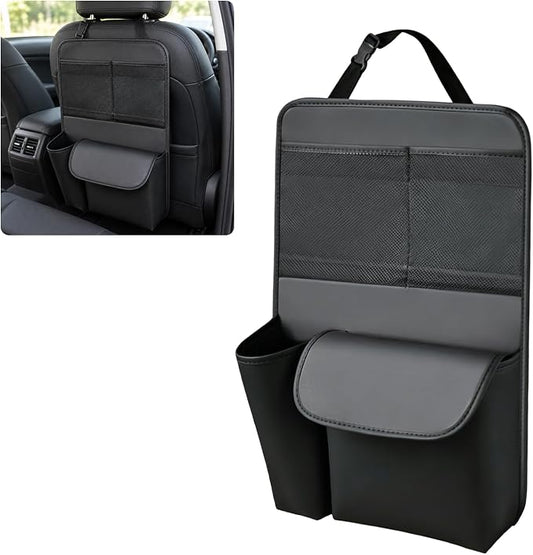 Car Backseat Organizer, Large Capacity Trunk Organizer for Cars, Detachable Automotive Back Seat Protector Kick Mat, Multi-Pocket Vehicle Seat Back Storage Bag, Car Accessories (Small)