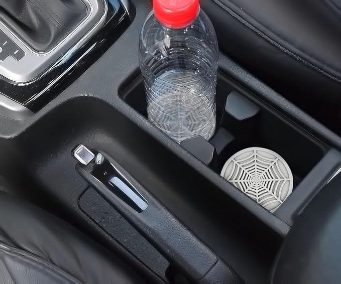 Car Cup Holder Coasters, Cute and Creativity Cup Holder Insert Coaster Car Interior Accessories-2.75 inch Silicone Anti Slip Spider Web Car Coaster-Universal (Pack of 2)