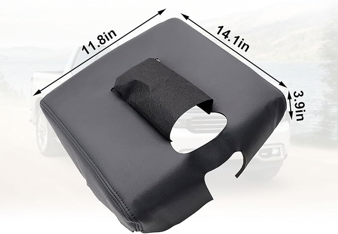 SecosAutoparts Center Console Lid Armrest Cover Compatible with Chevy Silverado GMC Sierra 2014-2018-Custom Fit Replacement Console Cover for Jump Seat (40/20/40 Bench),Premium PVC Leather,Black