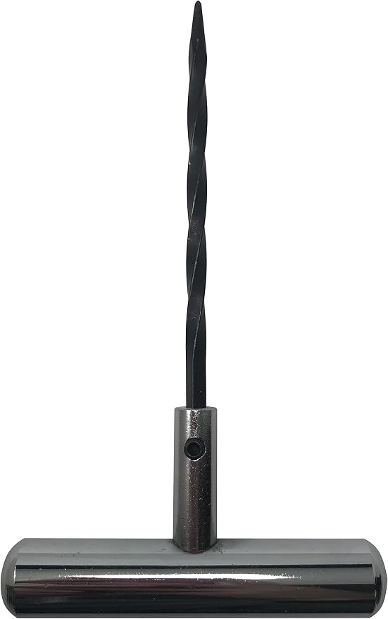 Stainless Steel T-Handle - Pro Heavy Duty Repair Tool Perfect for Tire Plug Kits for Car Truck Motorcycle Bycles - Replaceable Spiral Probe Needle - Made with All-Americal Materials